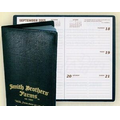 Weekly Pocket Planner w/ Black Calf Grain Leatherette Cover